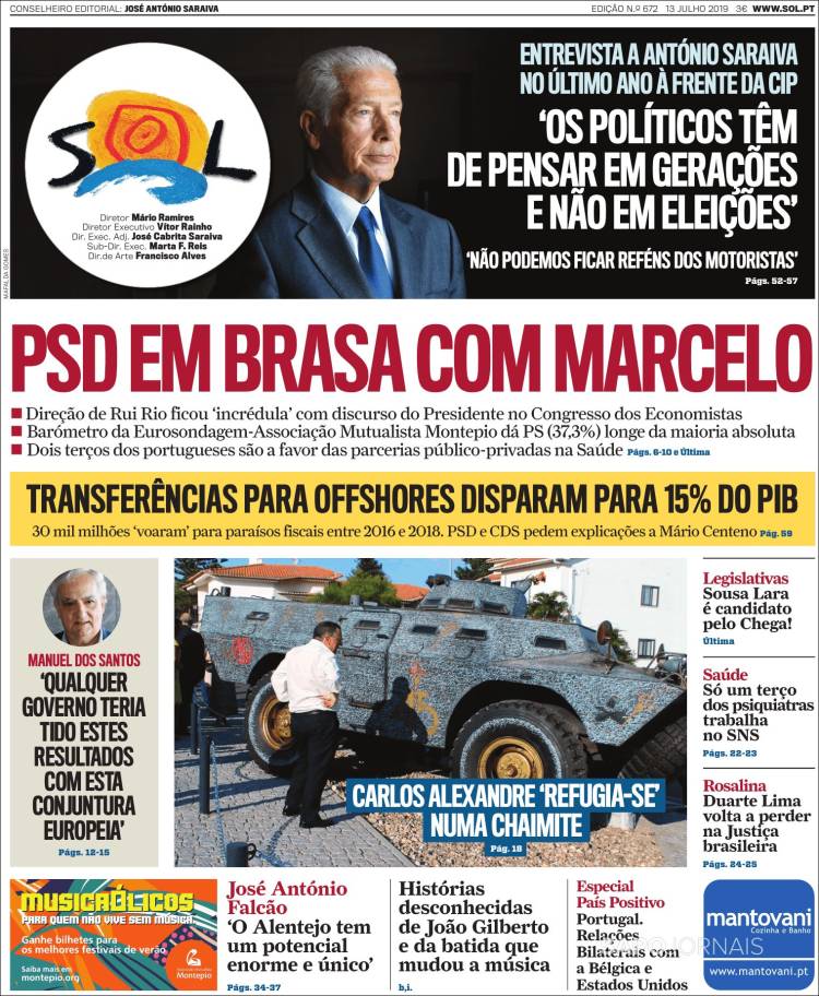 Portada de Jornal Sol (Portugal)