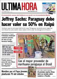 Portada de Última Hora (Paraguay)