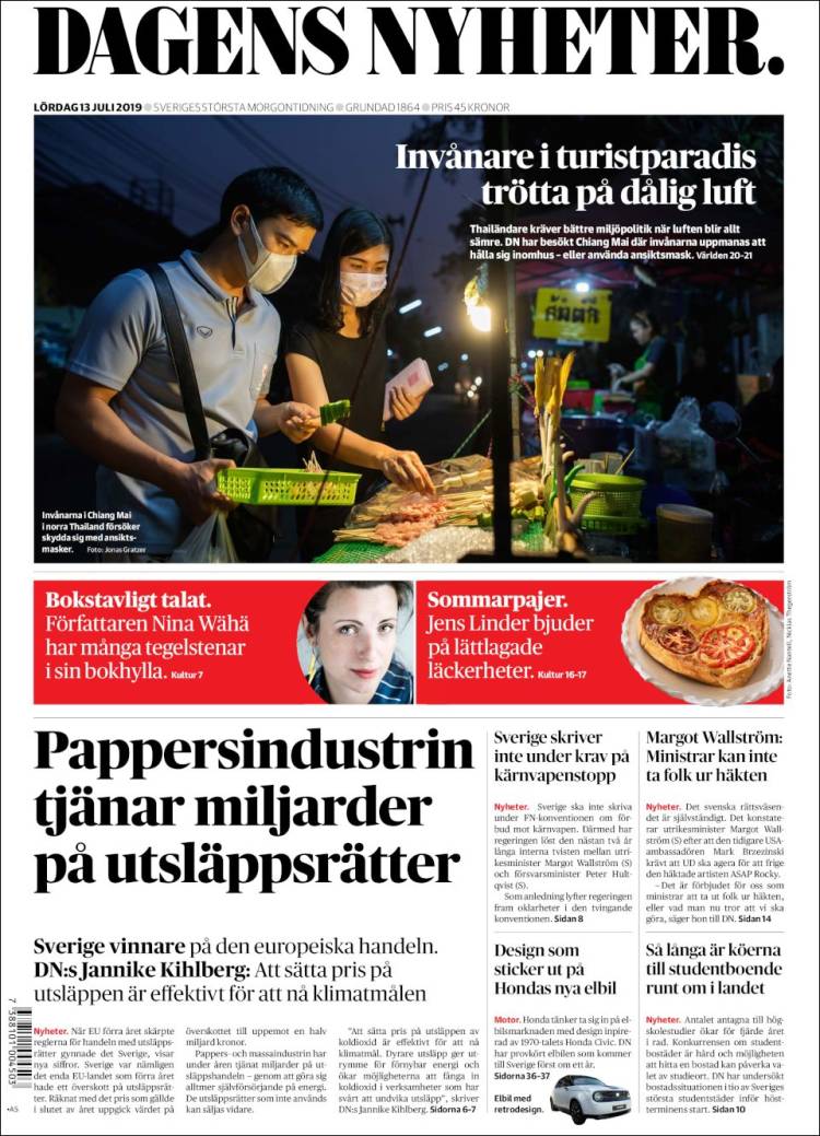 Portada de Dagens Nyheter (Suecia)