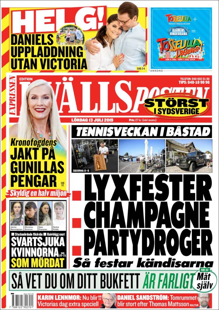 Portada de Kvällsposten (Suecia)