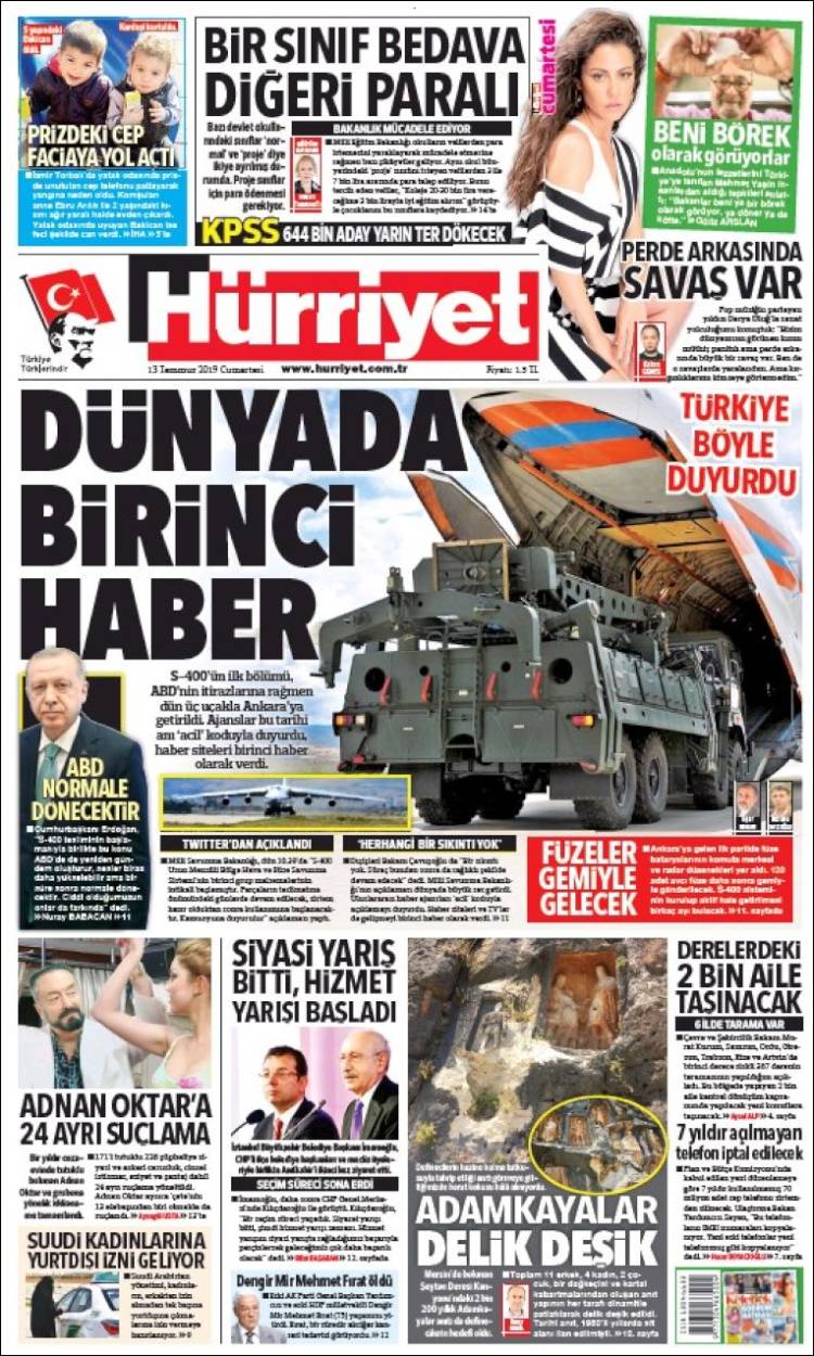 Portada de Hürriyet (Turqu&iacute;a)
