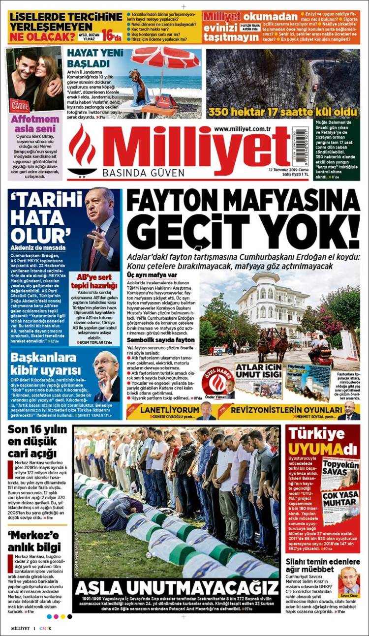 Portada de Milliyet (Turqu&iacute;a)