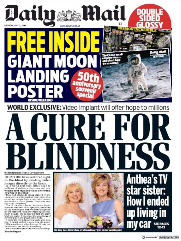 Portada de Daily Mail (Reino Unido)