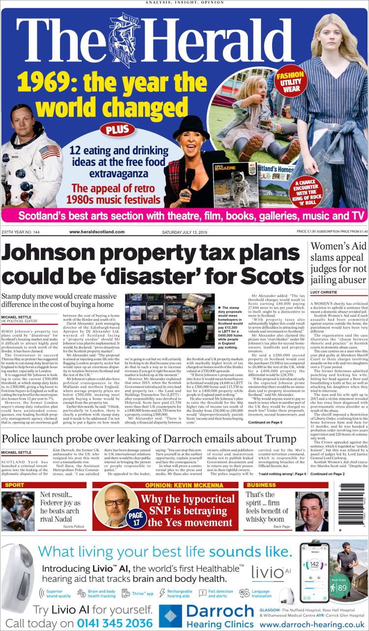 Portada de The Herald (Reino Unido)