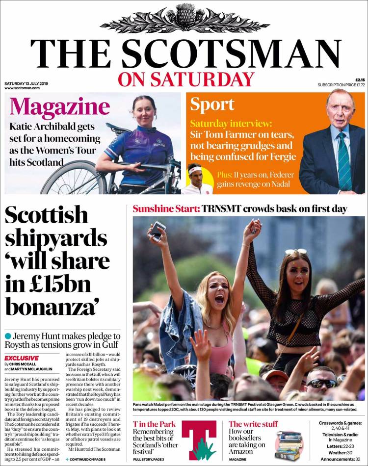 Portada de The Scotsman (Reino Unido)
