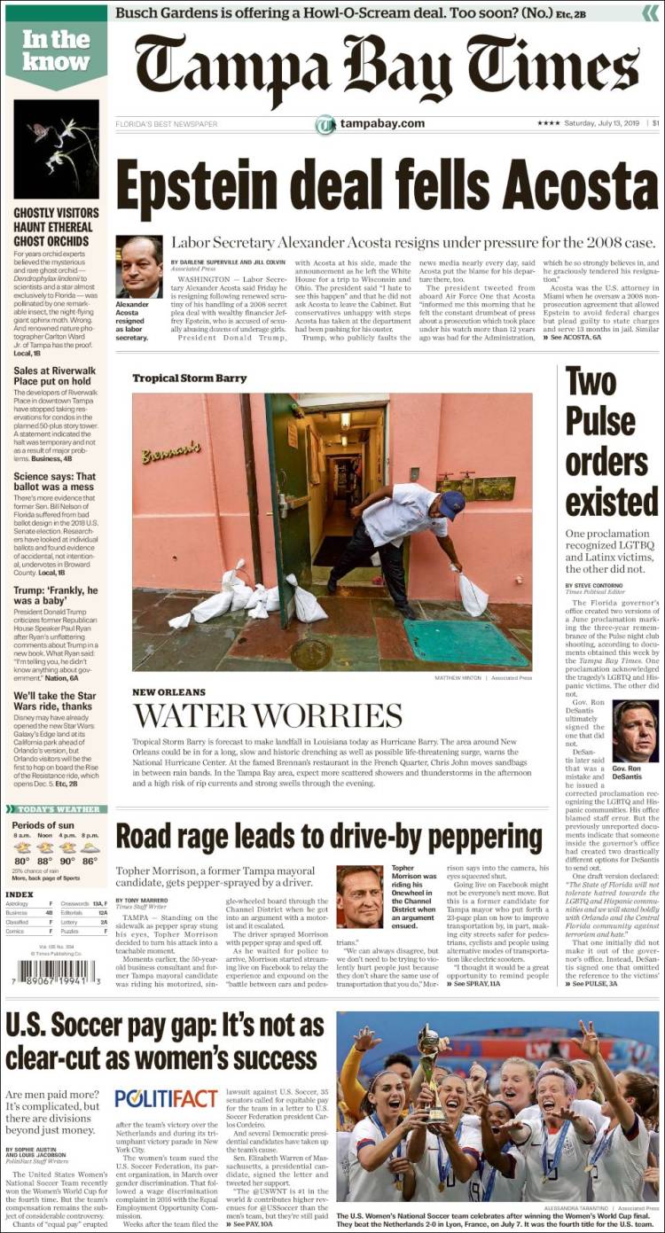 Portada de Tampa Bay Times (USA)