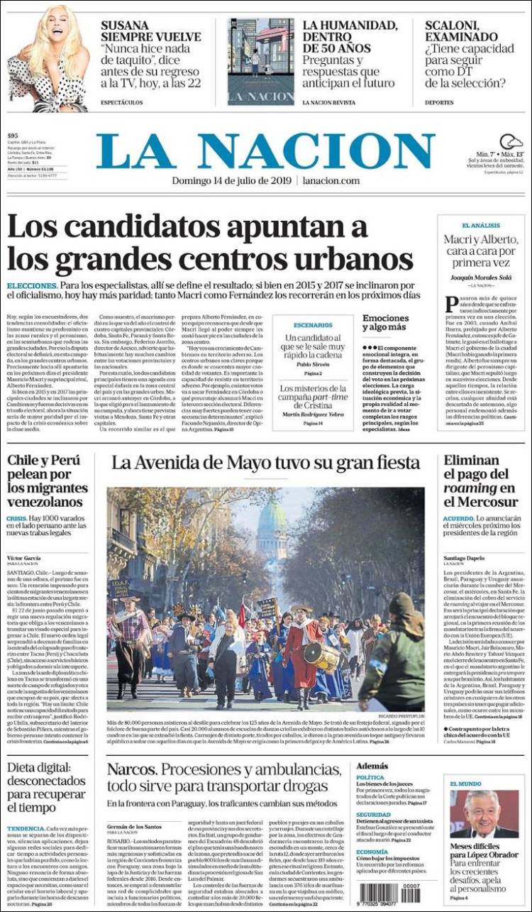 Portada de La Nación (Argentina)