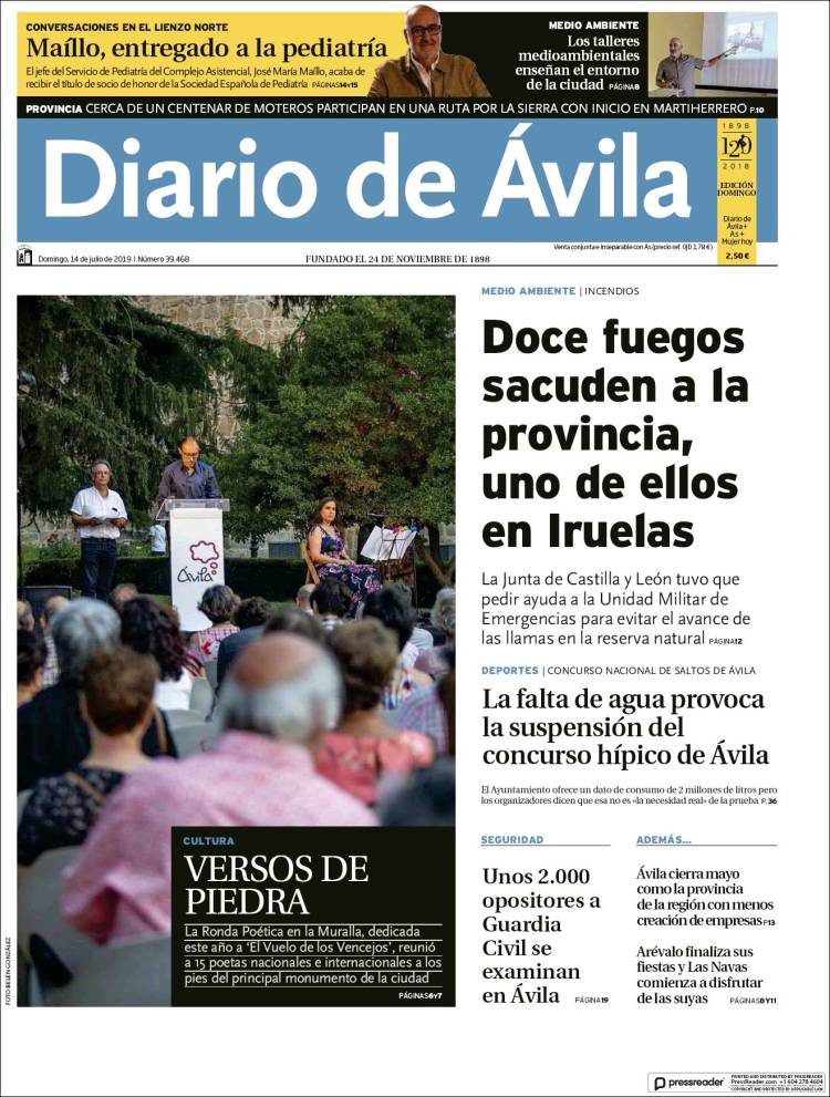 Portada de Diario de Ávila (Spain)