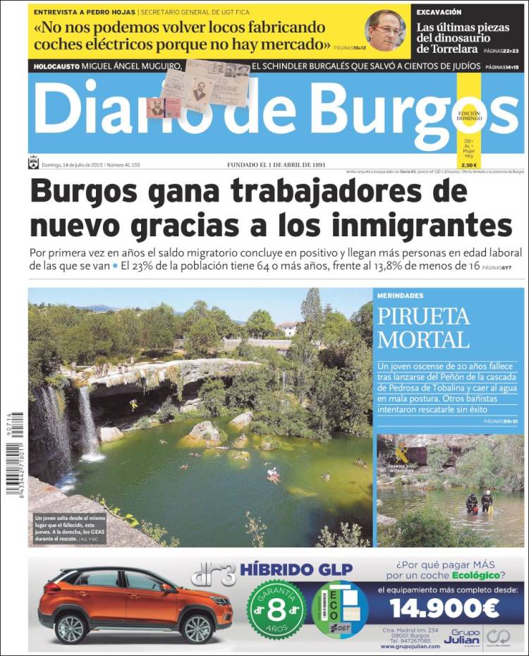 Portada de Diario de Burgos (España)