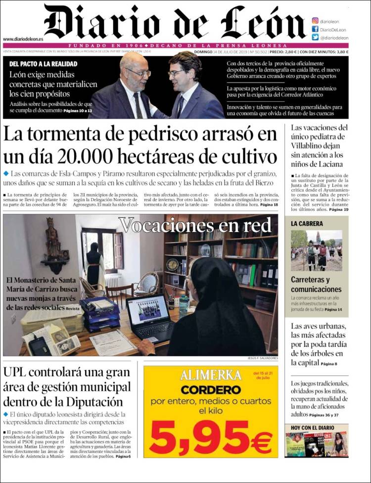 Portada de Diario de León (Spain)