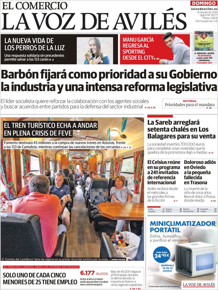 Portada de El Comercio - Avilés (Spain)