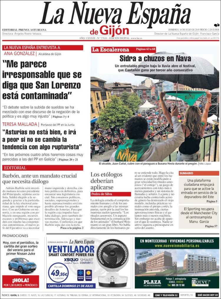 Portada de La Nueva España - Gijón (Spain)