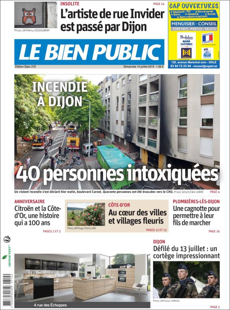 Portada de Le Bien Public (Francia)