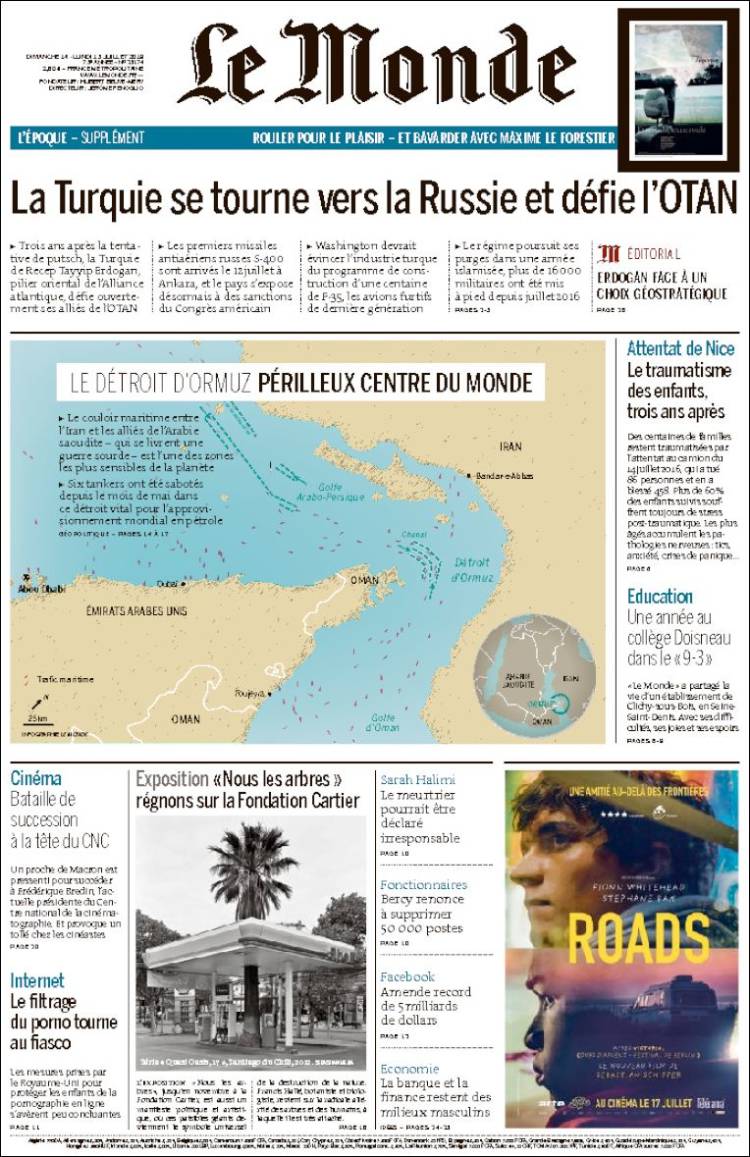 Portada de Le Monde (France)