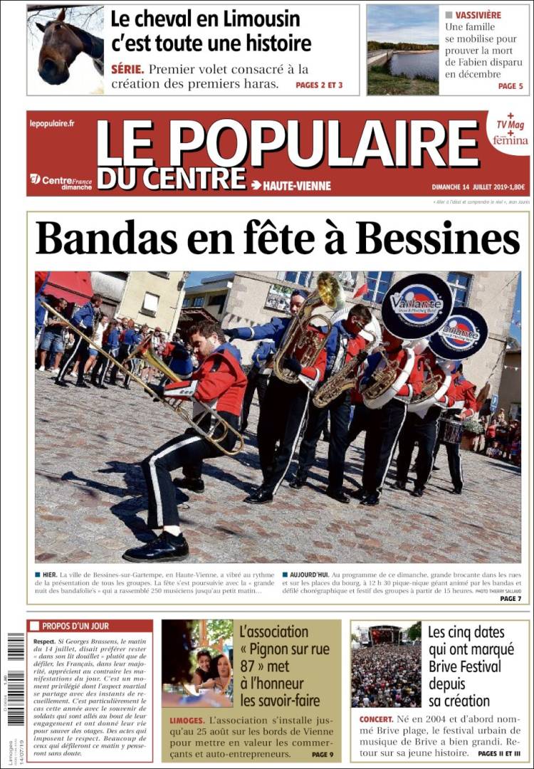 Portada de Le Populaire du Centre (Francia)