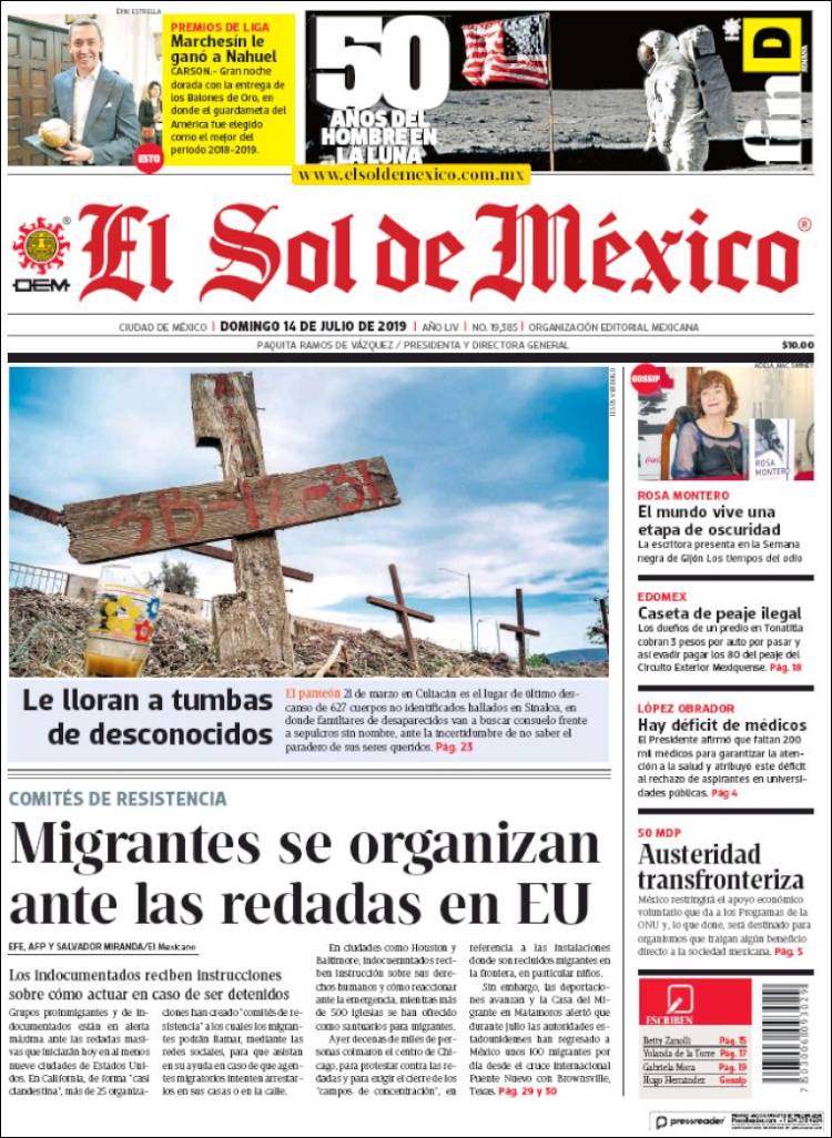 Portada de El Sol de México (M&eacute;xico)