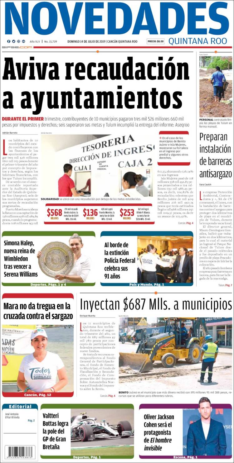 Portada de Novedades de Quintana Roo (M&eacute;xico)