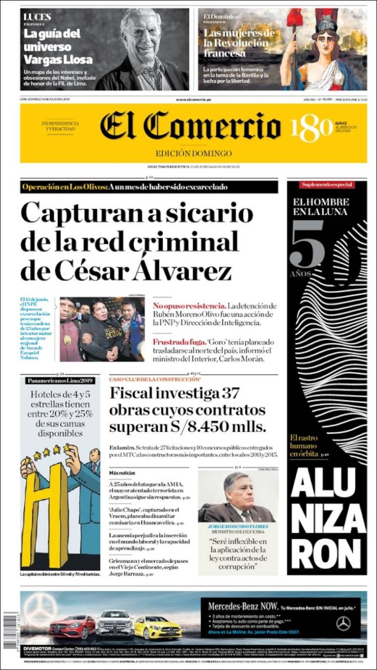 Portada de El Comercio (Per&uacute;)