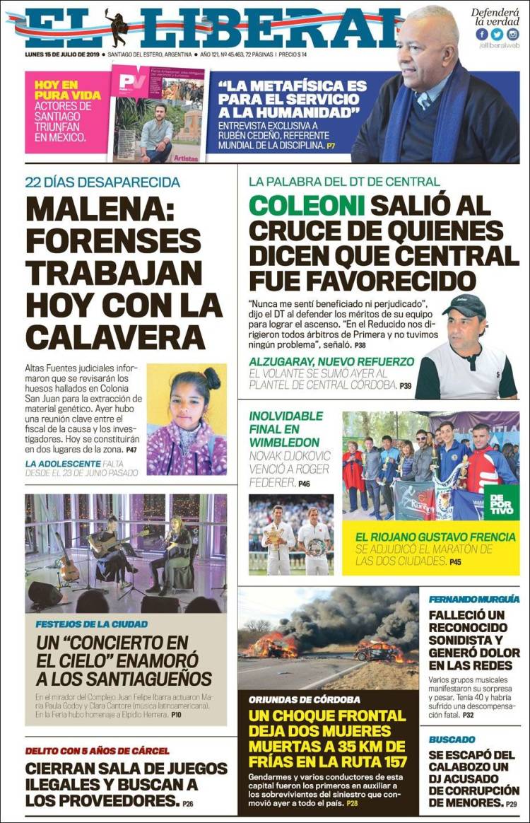 Portada de Diario El Liberal (Argentina)