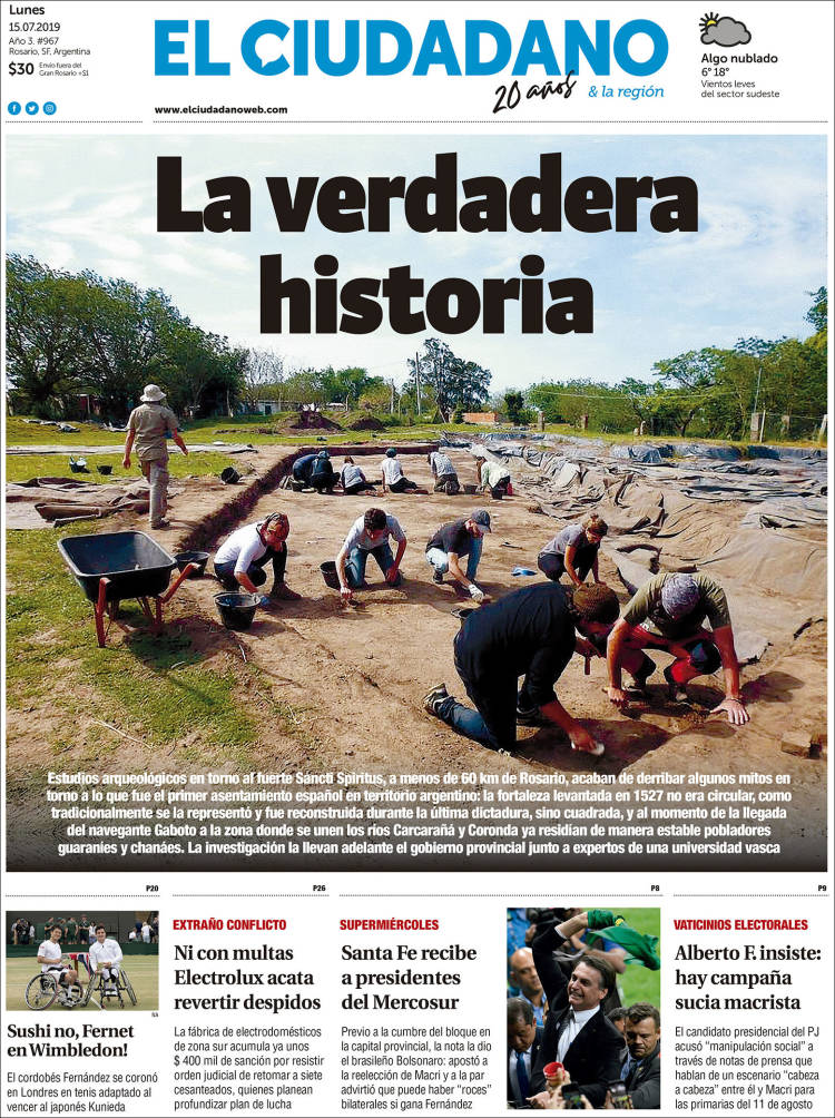 Portada de Diario El Ciudadano (Argentina)