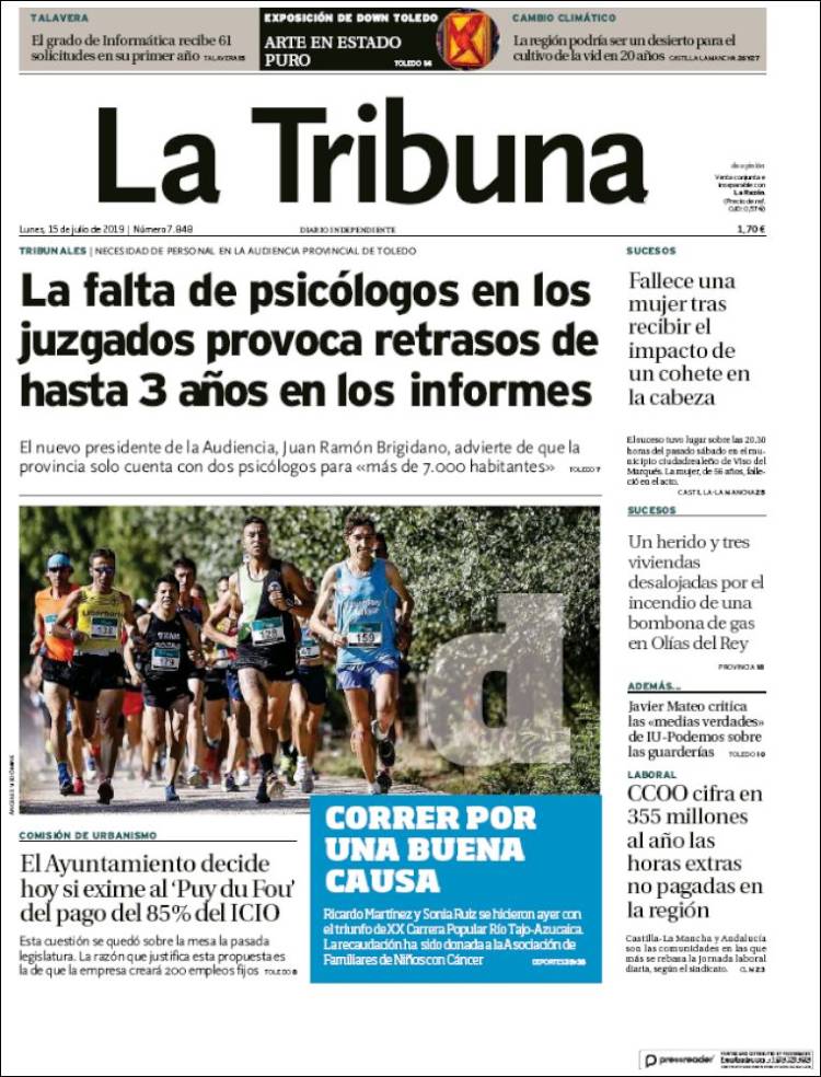 Portada de La Tribuna de Toledo (España)