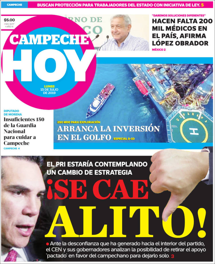 Portada de Campeche Hoy (México)