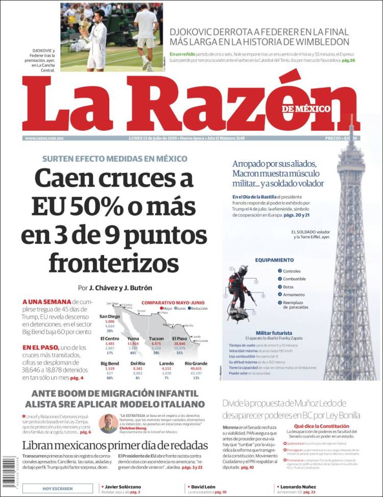 Portada de La RazÃ³n (MÃ©xico)