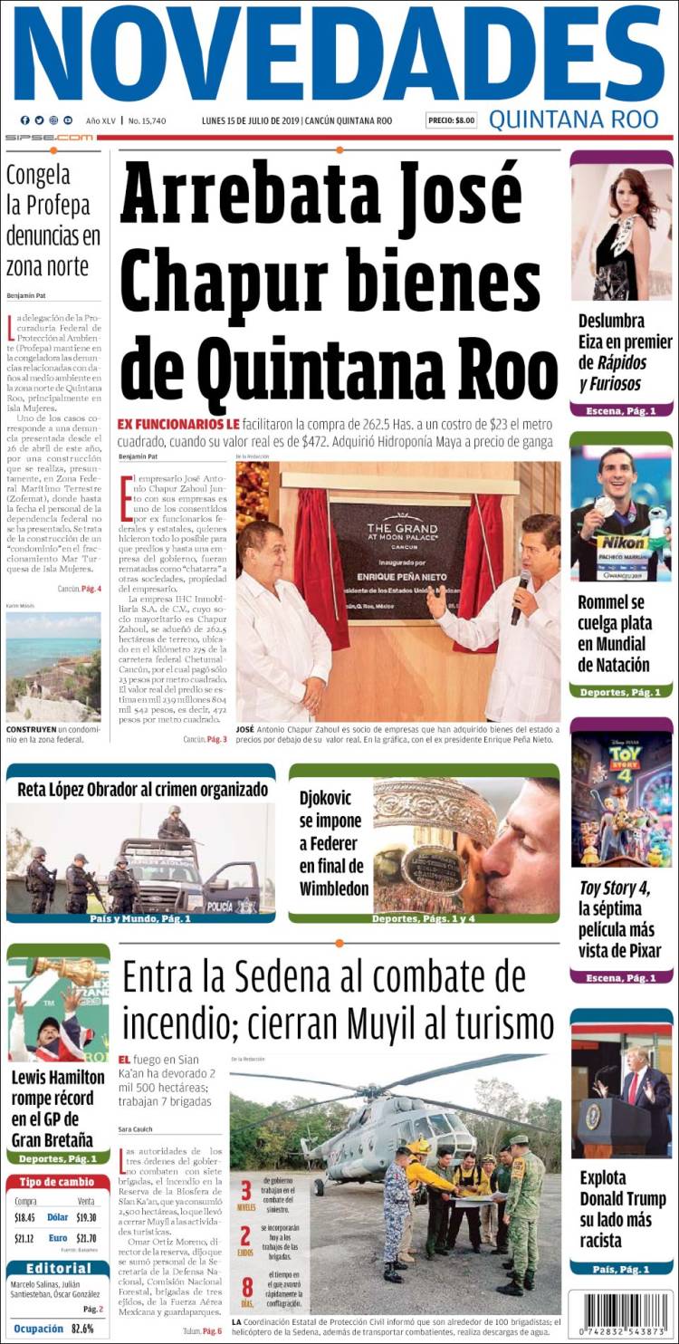 Portada de Novedades de Quintana Roo (México)