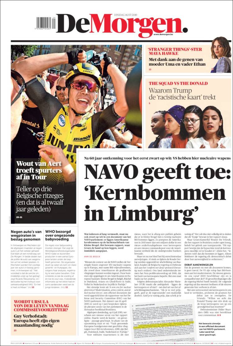 Portada de De Morgen (B&eacute;lgica)