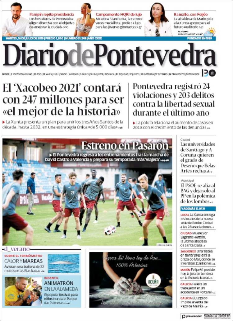 Portada de Diario de Pontevedra (España)