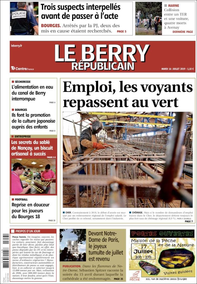 Portada de Berry Republicain (Francia)