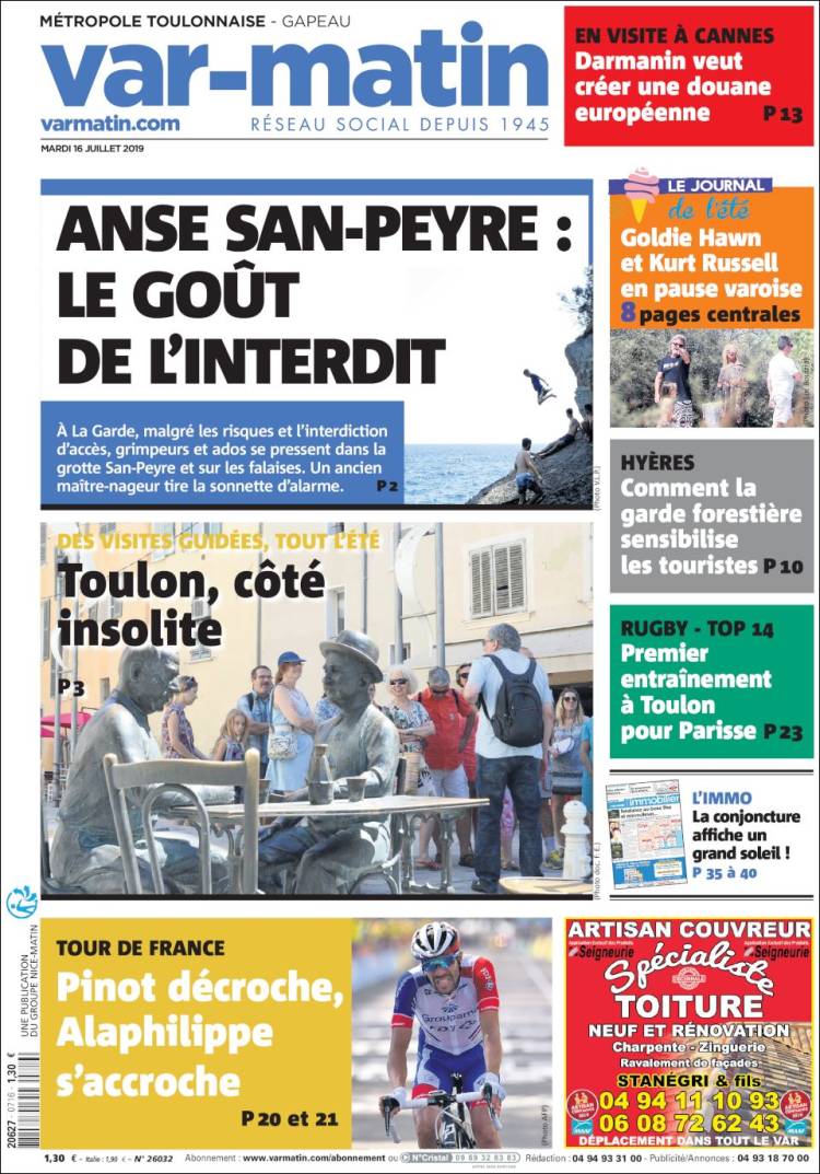 Portada de Nice-Matin (Francia)