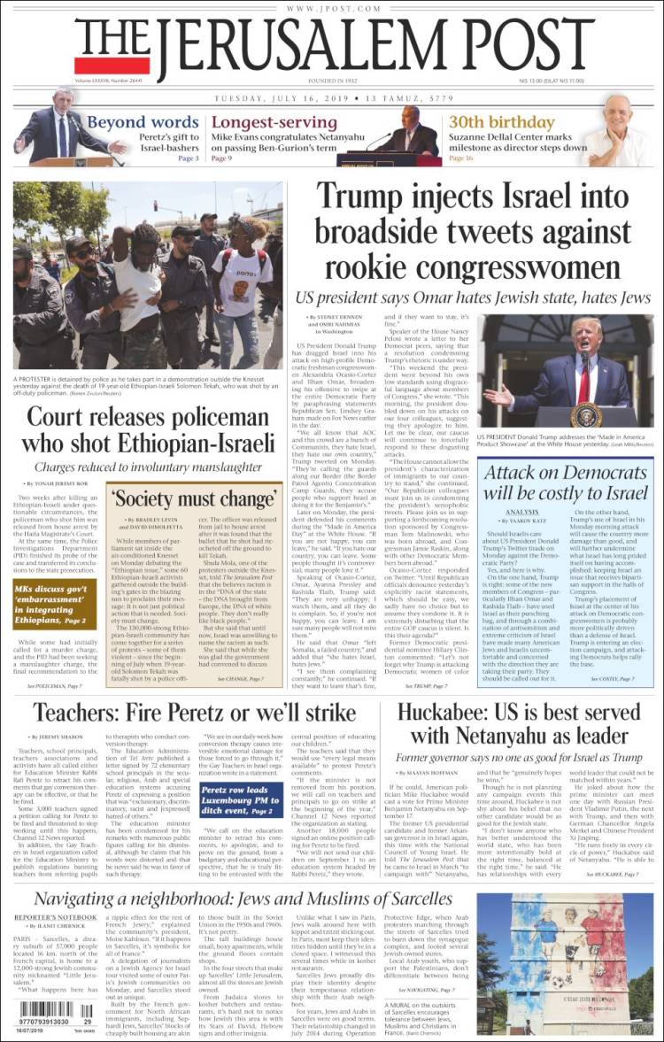 Portada de The Jerusalem Post (Israel)