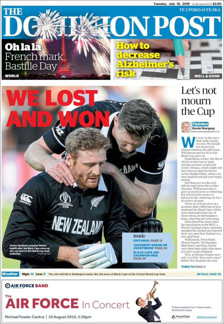Portada de The Dominion Post (Nueva Zelanda)