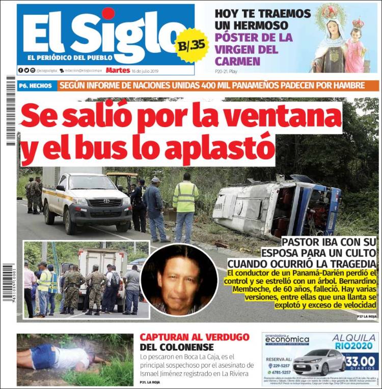 Portada de El Siglo (Panam&aacute;)