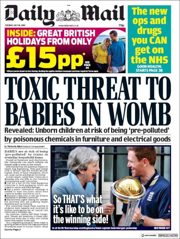 Portada de Daily Mail (Reino Unido)