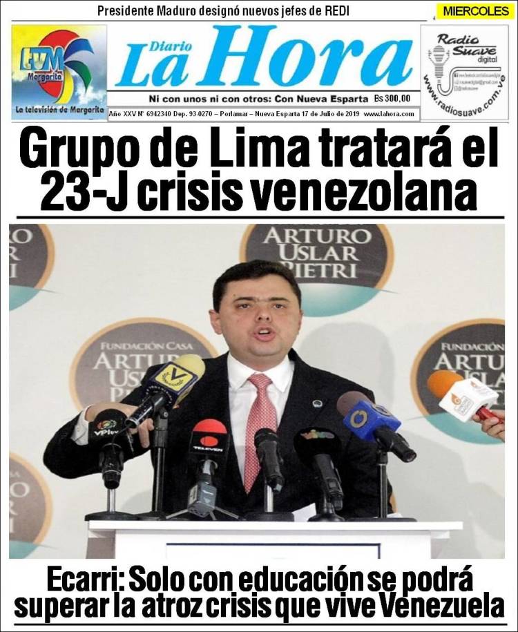 Portada de La Hora (Venezuela)