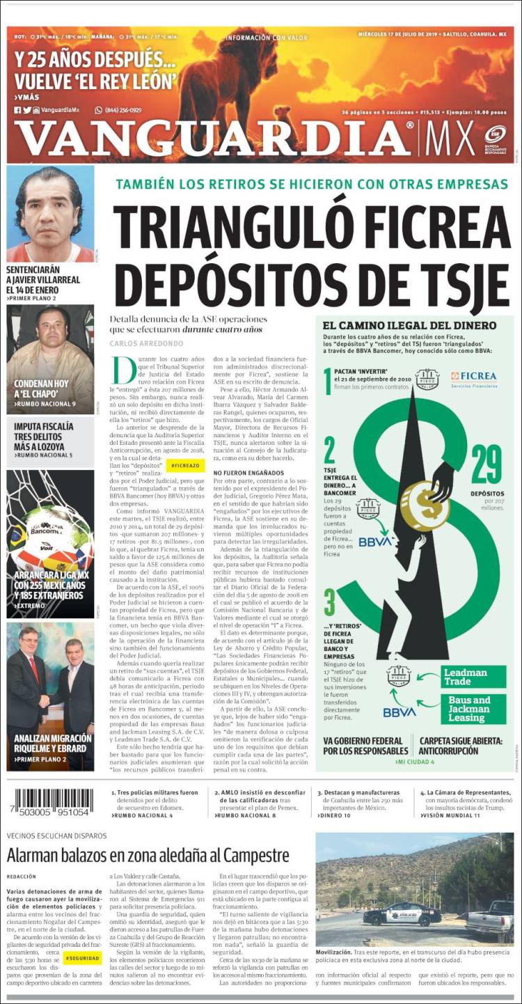 Portada de Vanguardia (México)