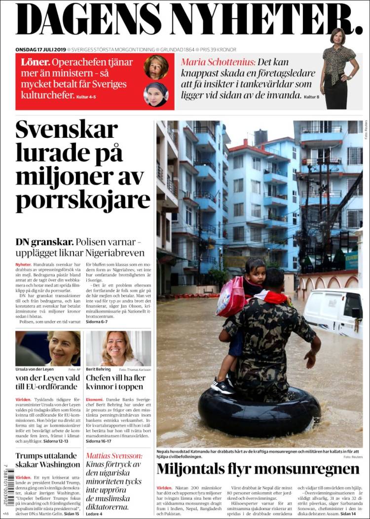 Portada de Dagens Nyheter (Suecia)
