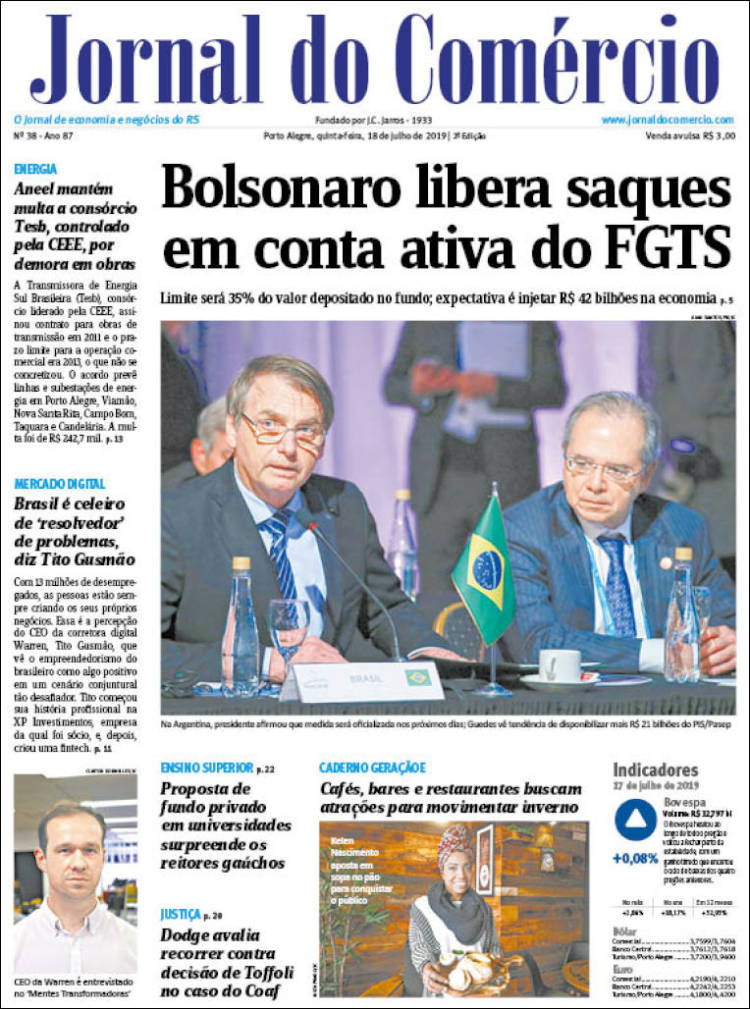 Portada de Jornal do Comércio (Br&eacute;sil)