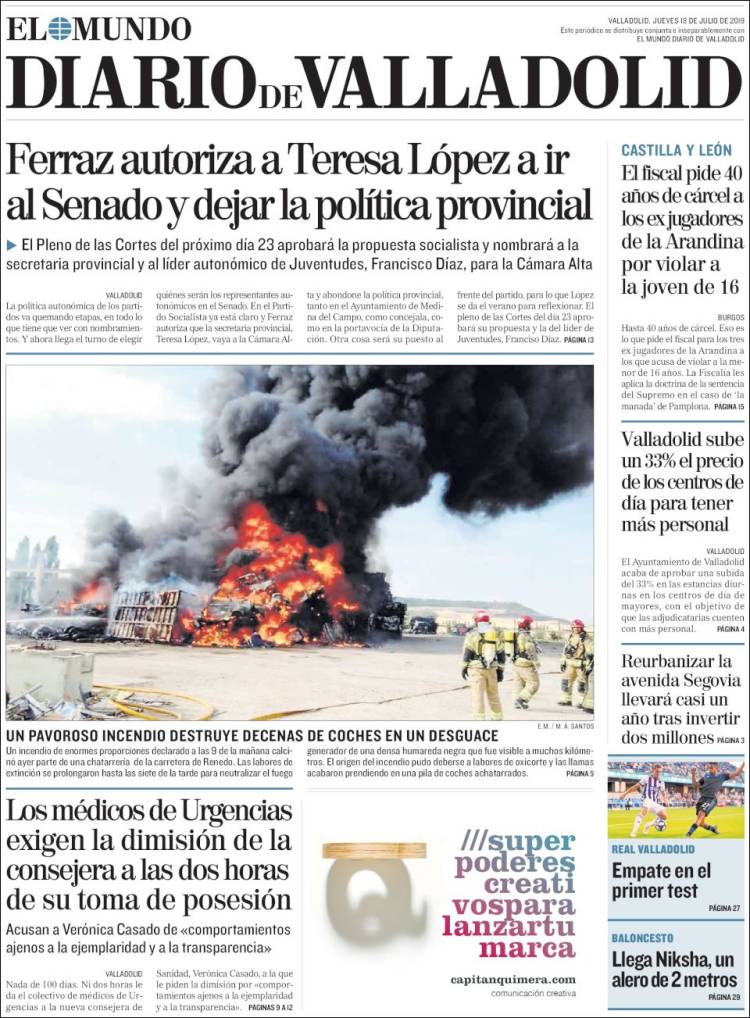 Portada de Diario de Valladolid (Espagne)
