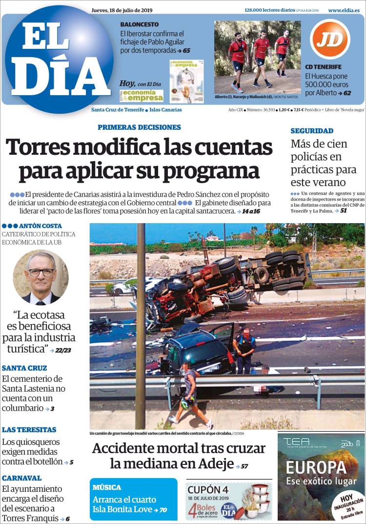Portada de El Día (Espa&ntilde;a)