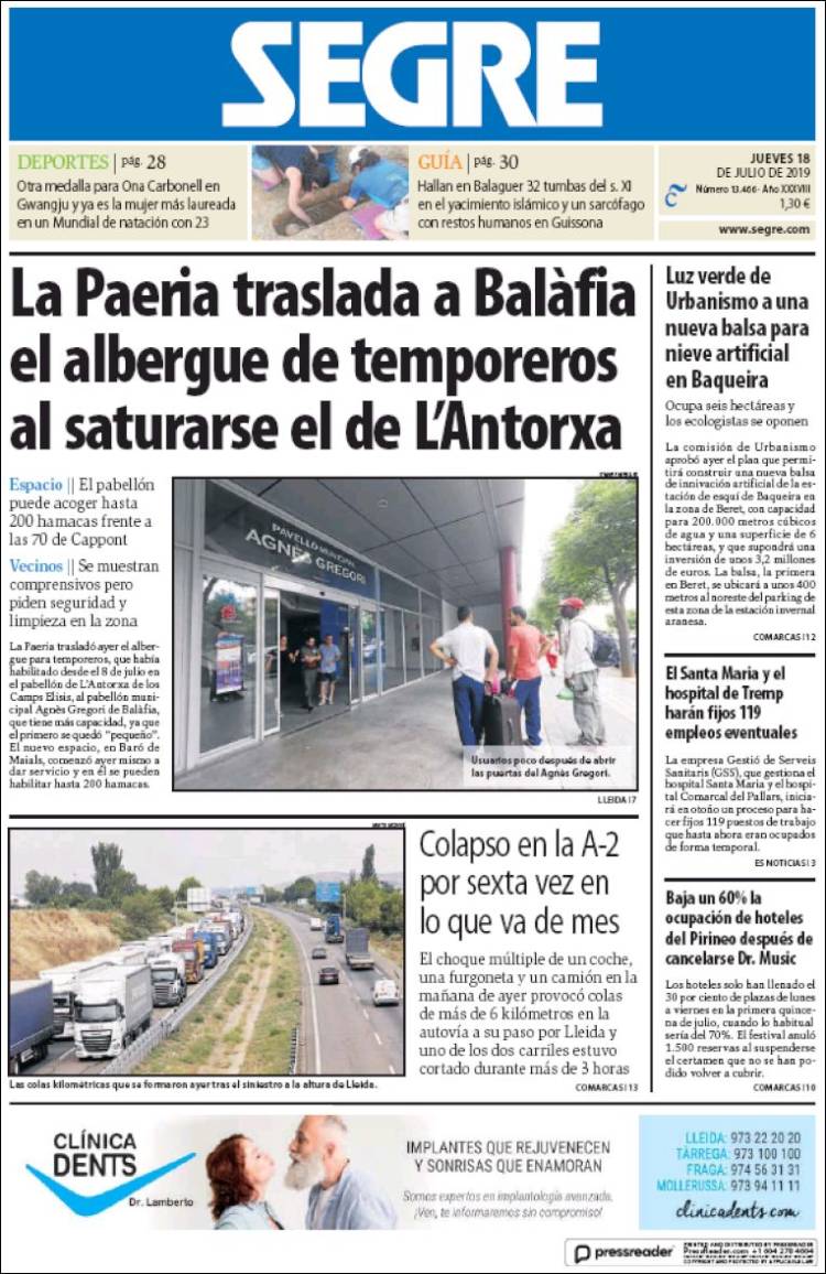 Portada de Segre  (Espa&ntilde;a)