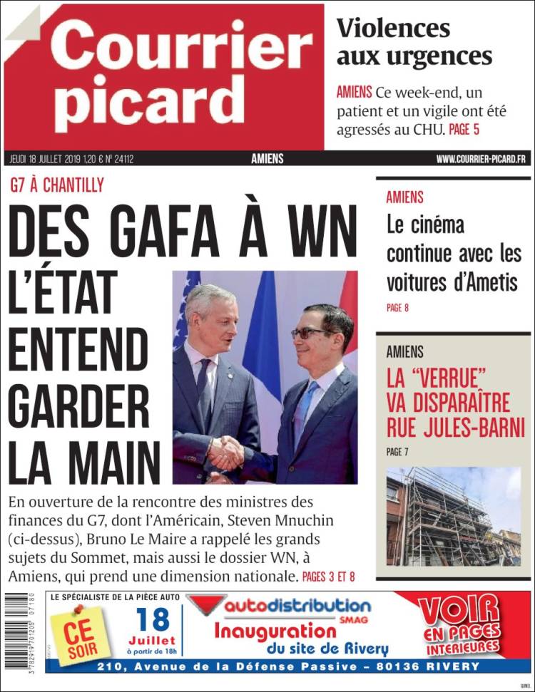 Portada de Courrier Picard (Francia)