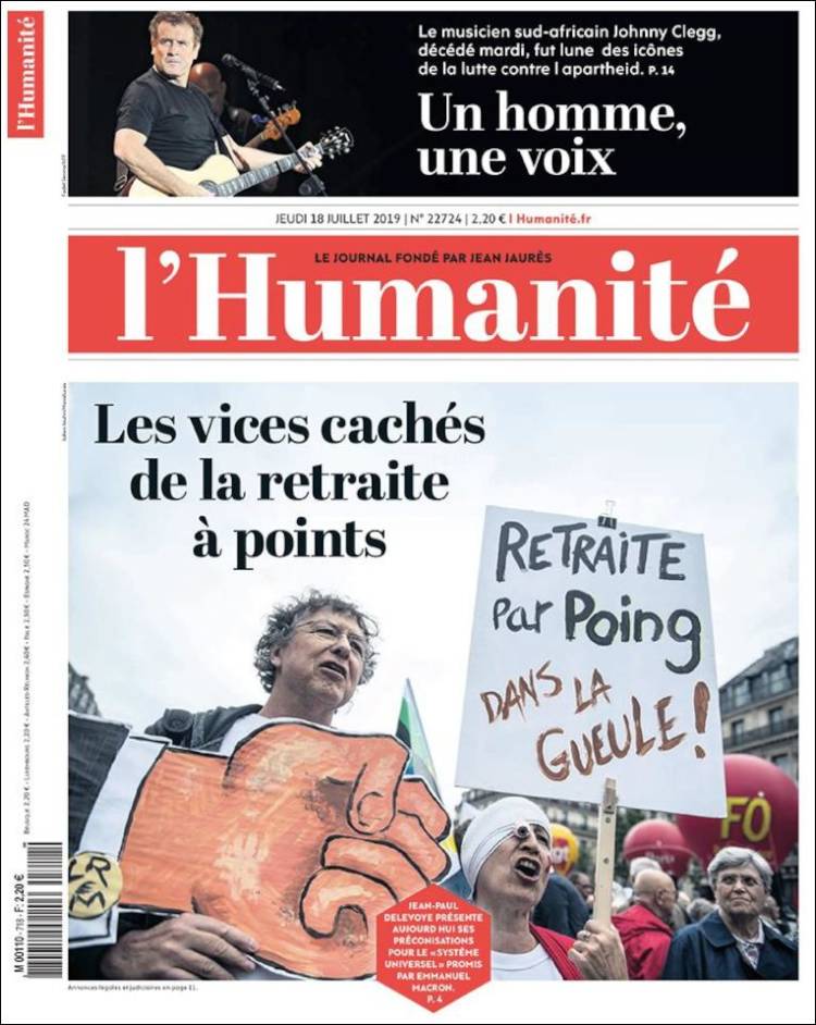 Portada de l'Humanite (Francia)