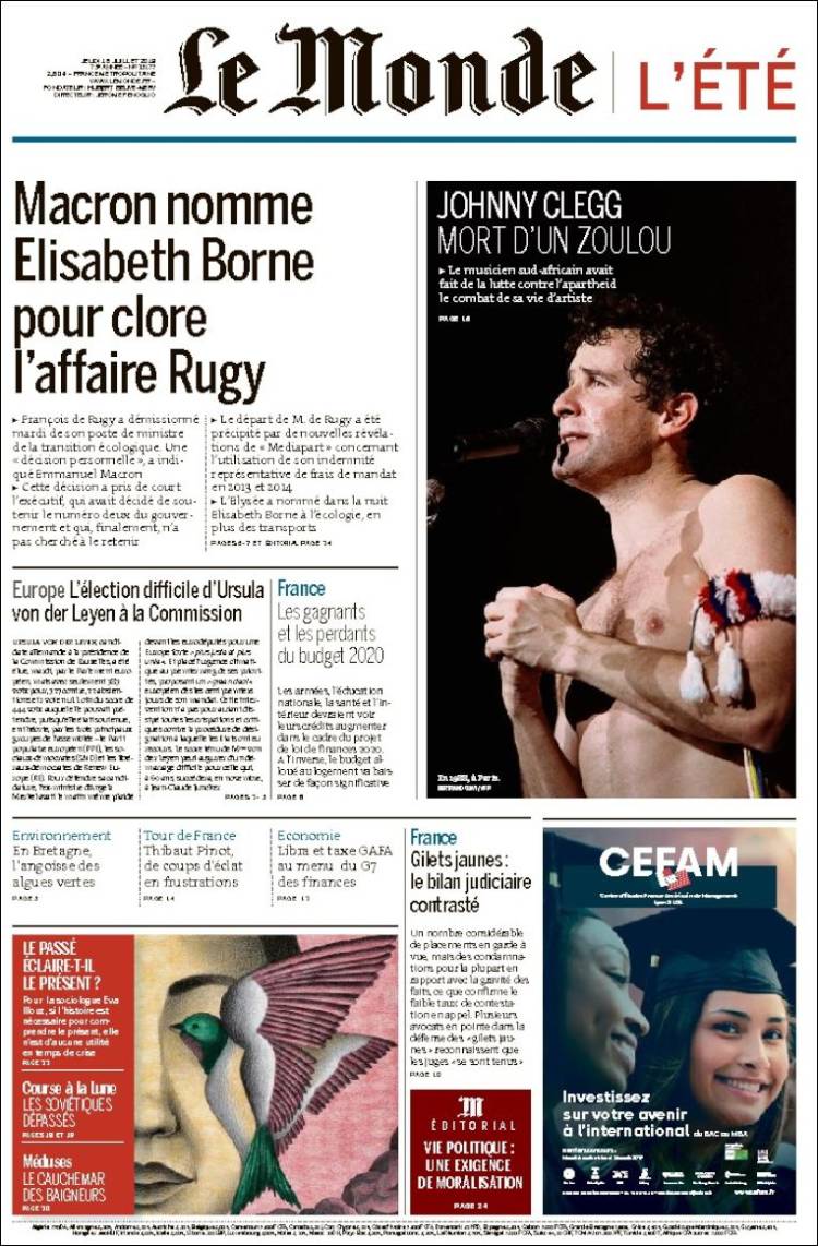 Portada de Le Monde (France)