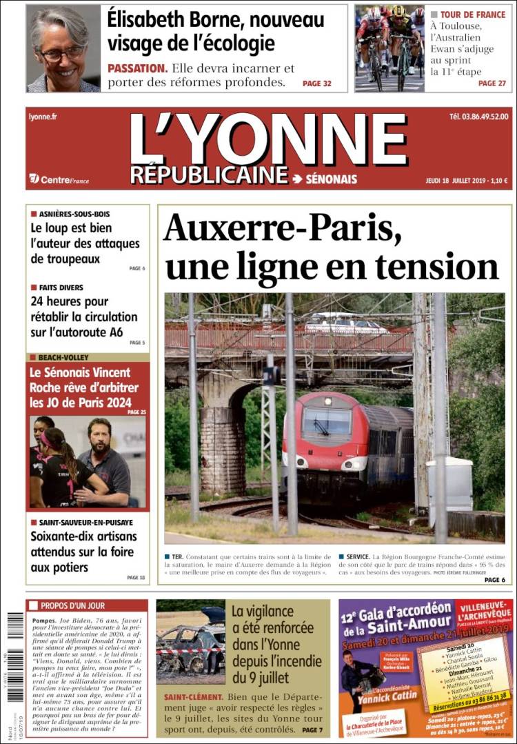 Portada de L'Yonne-Républicaine (Francia)