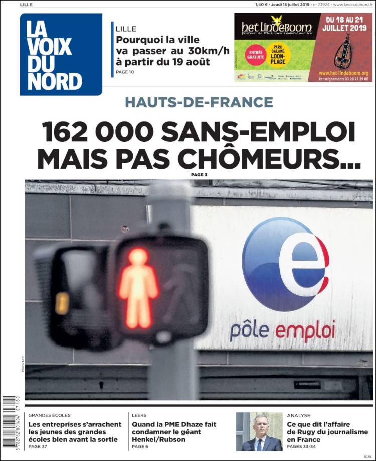 Portada de La Voix du Nord (France)