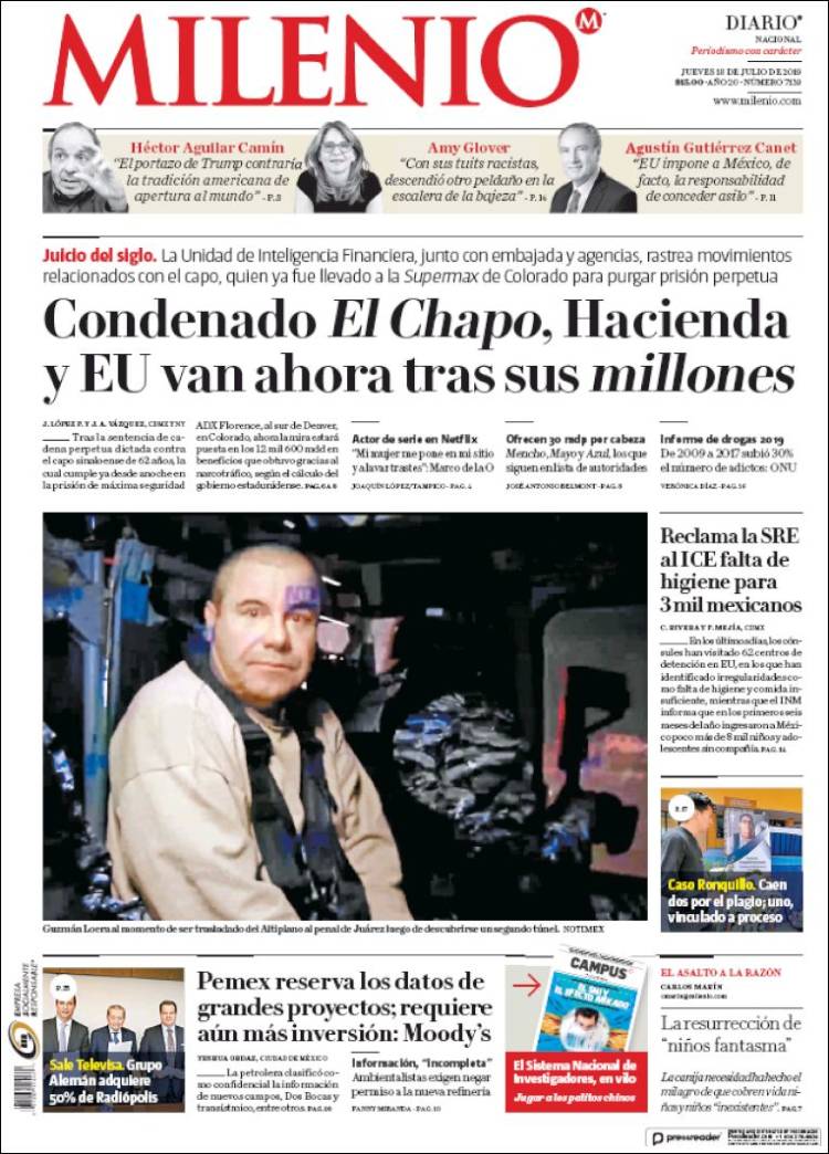 Portada de Milenio (M&eacute;xico)