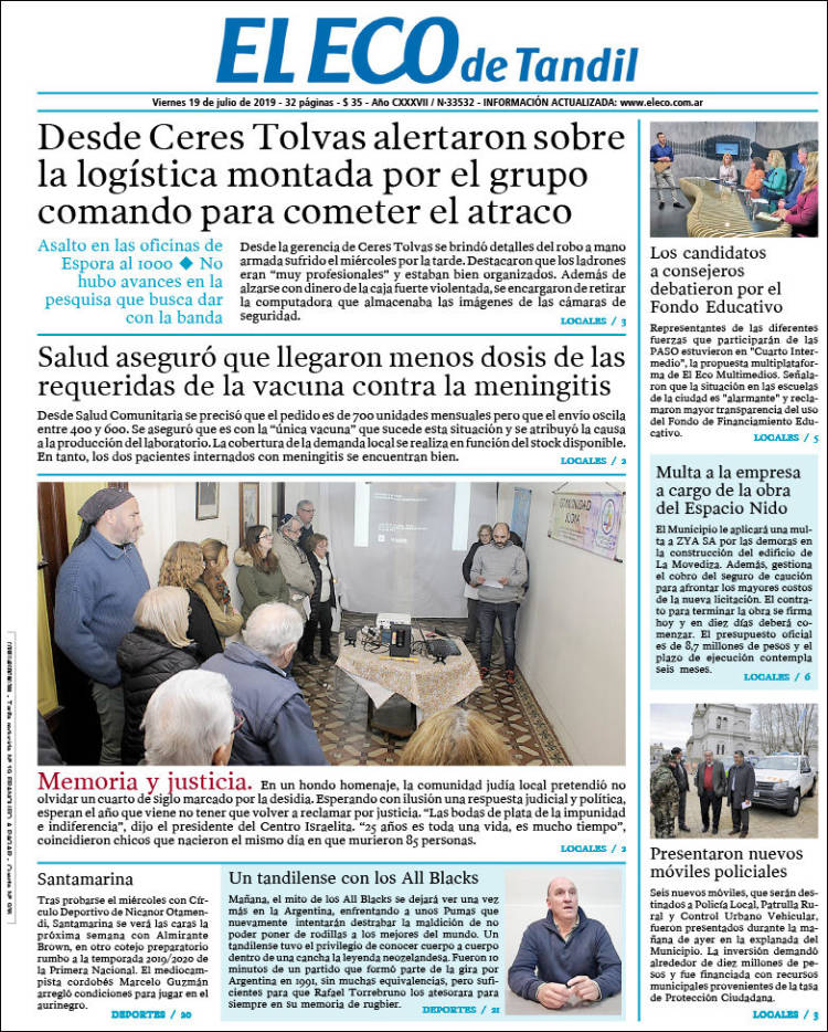 Portada de El Eco de Tandil (Argentina)